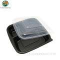 Takeaway di grado alimentare usa e getta Black 3 Compartments Bowls